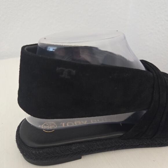Tory Burch Women's Black Suede Leather Slingback Espadrille Sandals Size 7 - Picture 5 of 10